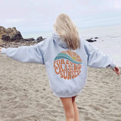 Forever Chasing Sunsets Hoodie Retro Summer Unisex Hoodie