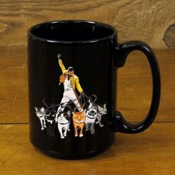 Freddie Mercury And Cats Premium Sublime Ceramic Coffee Mug Black