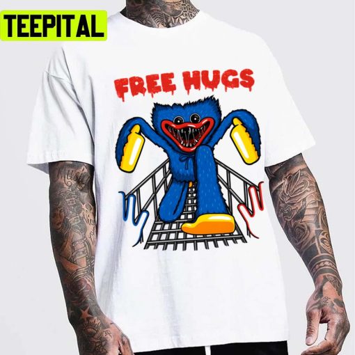 Funny Free Spooky Hugs Huggy Wuggy Unisex T-Shirt