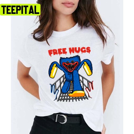 Funny Free Spooky Hugs Huggy Wuggy Unisex T-Shirt