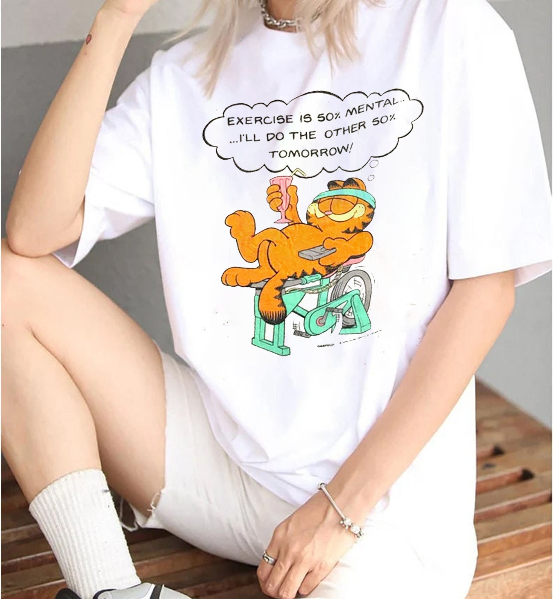 Funny Garfield Exercise Is 50% Mental So I’il Do The Other 50 Tomorrow Unisex T-Shirt