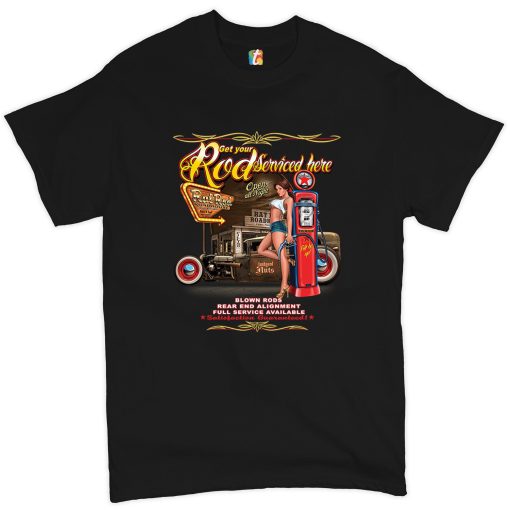 Get Your Rod Services Here Route 66 Hot Rod Pinup Unisex T-Shirt