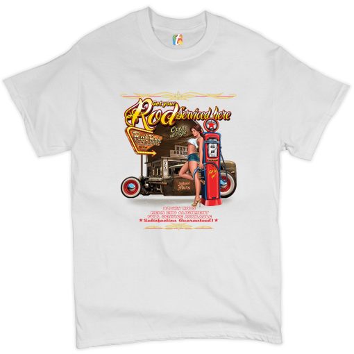 Get Your Rod Services Here Route 66 Hot Rod Pinup Unisex T-Shirt