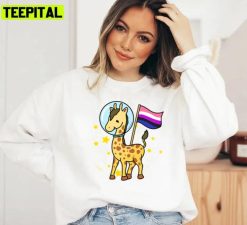 Giraffe In Space Genderfluid Pride Unisex Sweatshirt