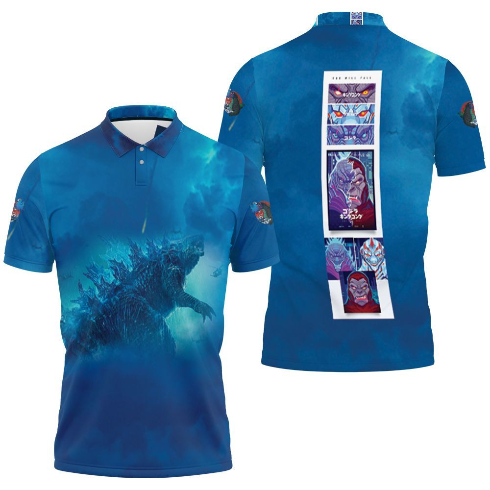Godzilla Fighting To Humans Godzilla Vs Kong Polo Shirt All Over Print Shirt 3d T-shirt
