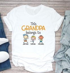 Grandpa Fathers Day For Grandfather Customized Kids Names Unisex T-Shirt