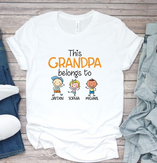 Grandpa Fathers Day For Grandfather Customized Kids Names Unisex T-Shirt