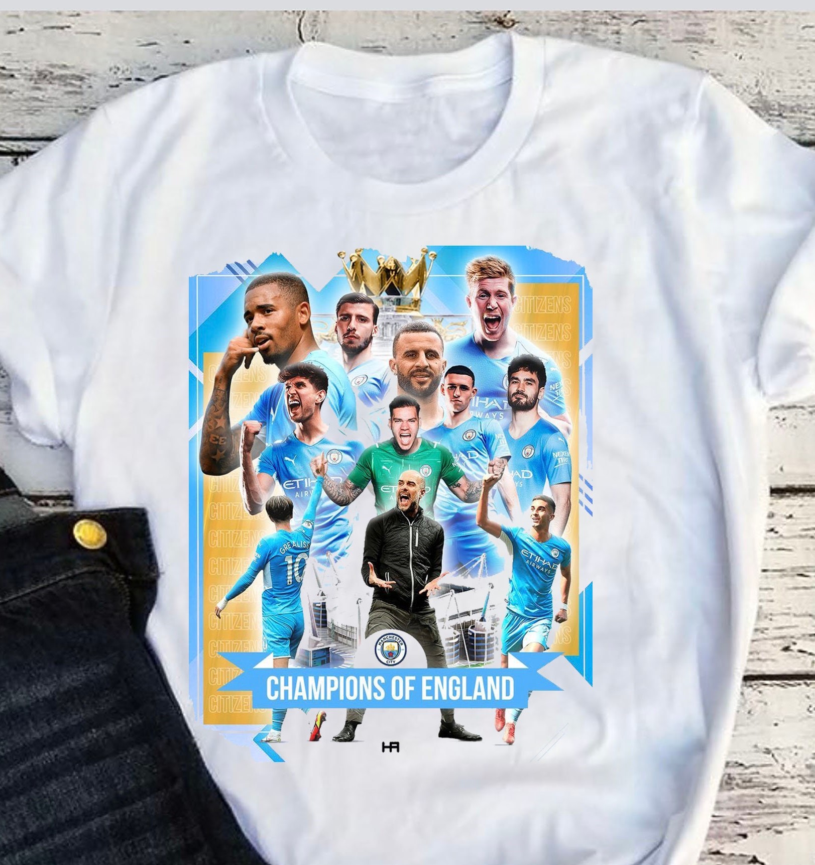 Graphic Manchester City Champions Of England Unisex T-Shirt