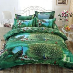 Green Peafowl Cotton Bedding Sets