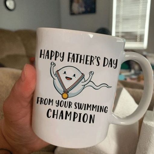 Happy Father’s Day From Your Swimming Champion Premium Sublime Ceramic Coffee Mug White