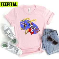 Happy Joy Funny Art Cat Ren And Stimpy 90s Cartoon Unisex T-Shirt