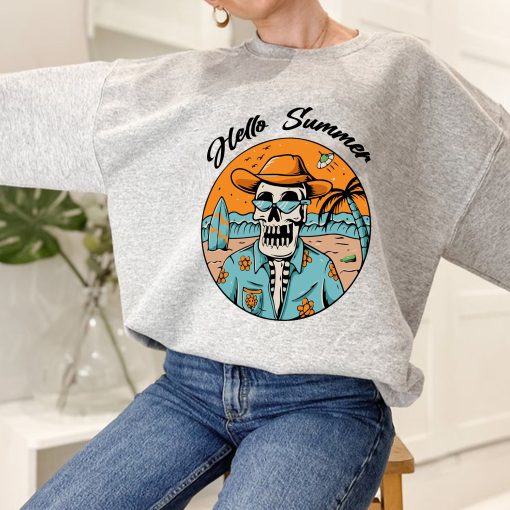 Hello Summer Funny Skeleton Beach Unisex Sweatshirt