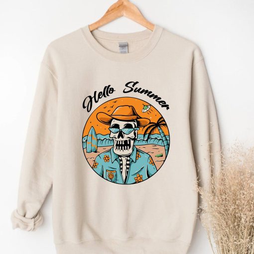 Hello Summer Funny Skeleton Beach Unisex Sweatshirt