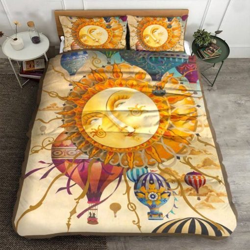 Hippie Sun And Hot Air Balloon Cotton Bedding Sets