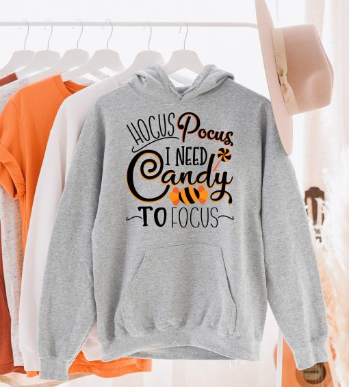 Hocus Pocus I Need Candy To Focus Cute Halloween Unisex Hoodie