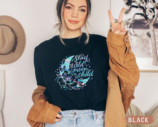 Hologram Stay Wild Moon Child Dreamcatcher Moon Boho Flower Unisex Sweatshirt