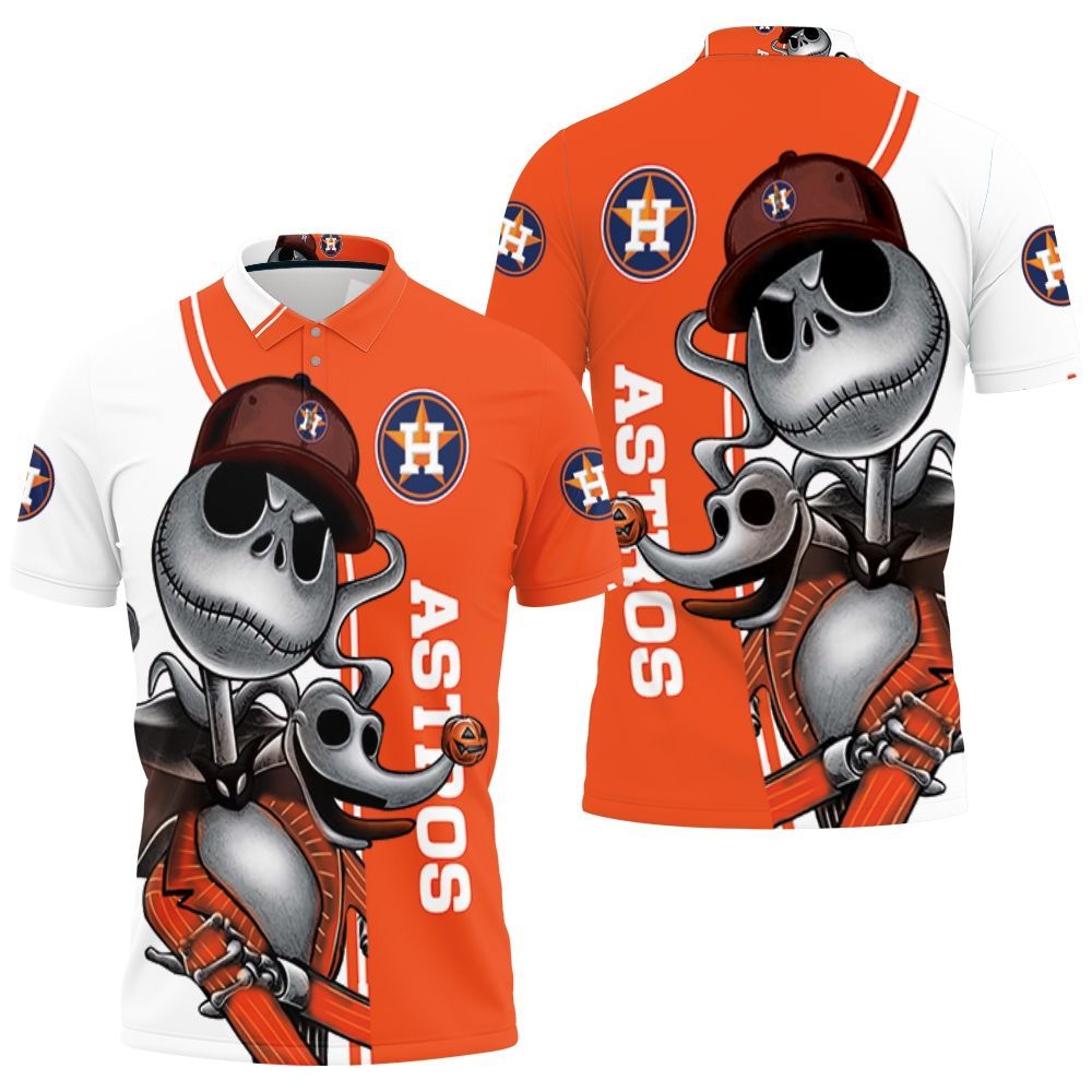 Houston Astros Jack Skellington And Zero Polo Shirt All Over Print Shirt 3d T-shirt