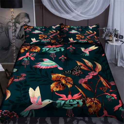 Humming Bird And Butterfly Floral Bedding Set