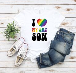 I Love My Gay Son Rainbow Hearth Proud Gay Lgbtq+ Pride Month Unisex T-Shirt