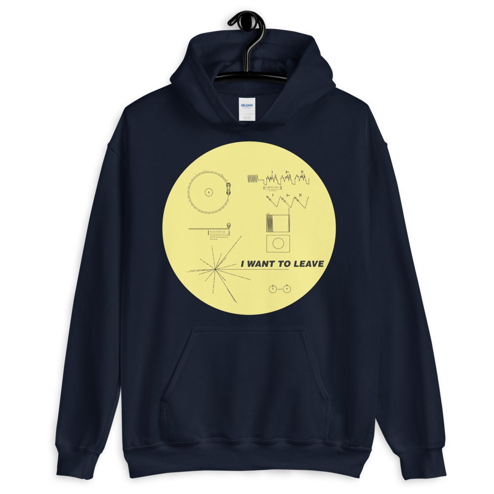 I Want To Leave Nasa Voyager Golden Record Vaporwave Vintage Alien Believer Space Aesthetic Unisex Hoodie