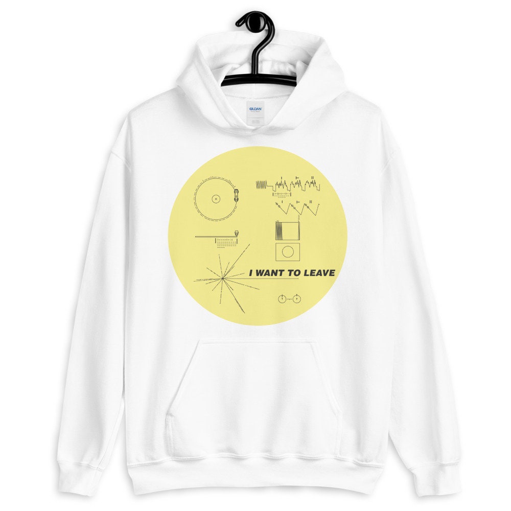 I Want To Leave Nasa Voyager Golden Record Vaporwave Vintage Alien Believer Space Aesthetic Unisex Hoodie