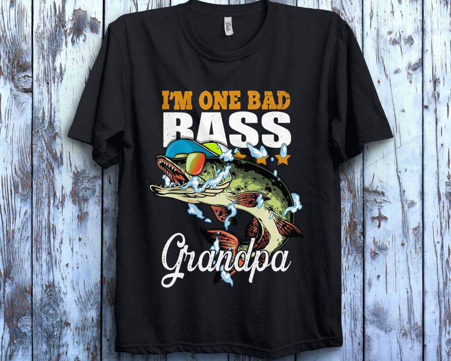 Im One Bad Bass Grandpa Fathers Day Gift For Dad Fourth Of July Unisex T-Shirt