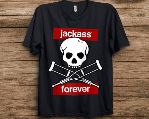 Jackass Forever Red Skull And Crutches Warning Logo Unisex T-Shirt