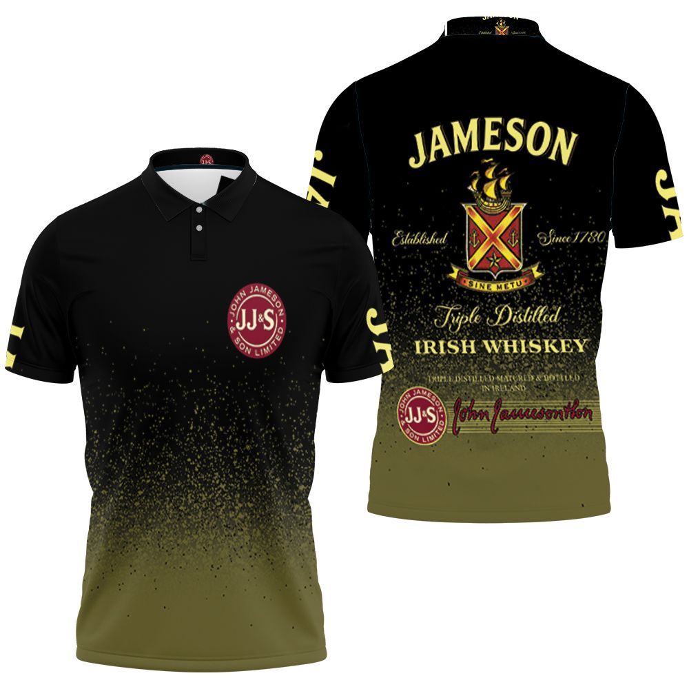 Jameson Irish Whiskey Triple Distilled Logo For Lovers 3d Jersey Polo Shirt All Over Print Shirt 3d T-shirt