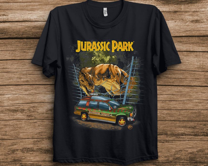 Jurassic Park Vintage T-Rex Break Out Graphic T-Shirt