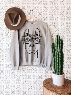 Llama Flower Crown Flower Unisex Sweatshirt