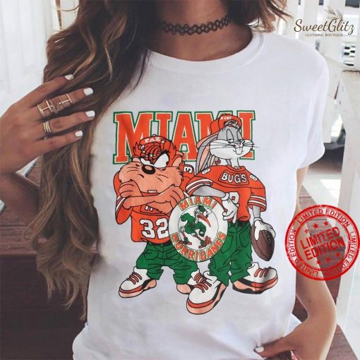 Looney Tunes Miami Hurricanes University Of Miami Basketball Vintage Graphic Ncaa Unisex T-Shirt