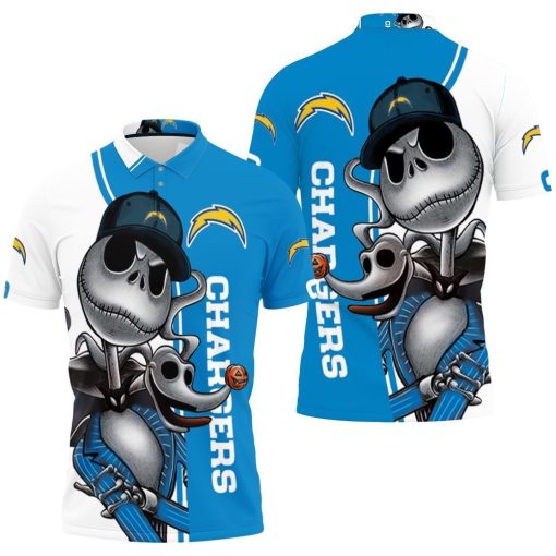 Los Angeles Chargers Jack Skellington And Zero Polo Shirt All Over Print Shirt 3d T-shirt