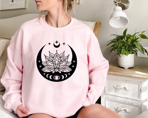 Lotus Flower Moon Phases Sweat Meditation Unisex Sweatshirt