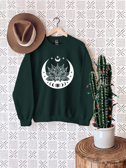 Lotus Flower Moon Phases Sweat Meditation Unisex Sweatshirt