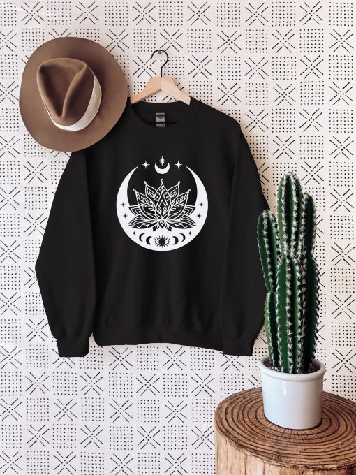 Lotus Flower Moon Phases Sweat Meditation Unisex Sweatshirt