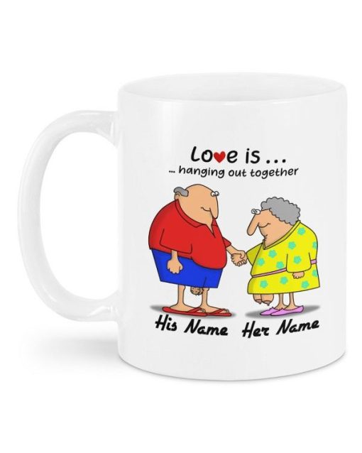 Love Is Hanging Out Together Grandma And Grandpa Premium Sublime Ceramic Coffee Mug White