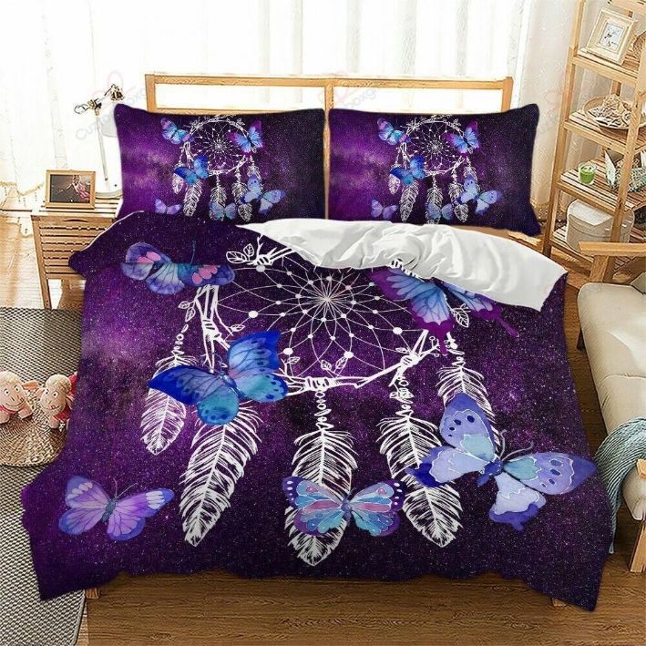 Mandala Purple Butterfly Dreamcatcher Cotton Bedding Sets