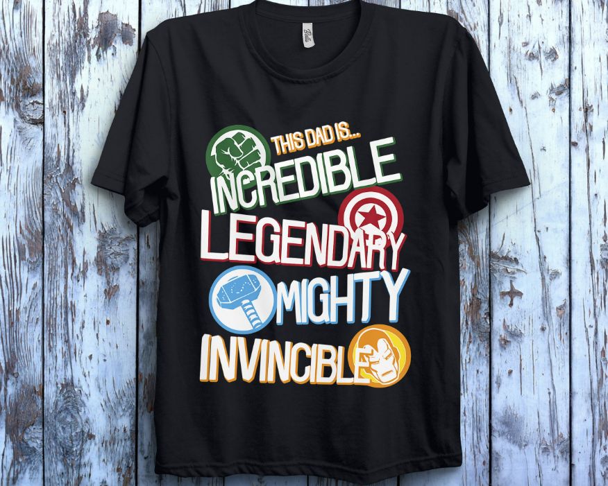 Marvel Avengers Fathers Day Dad Words T-Shirt