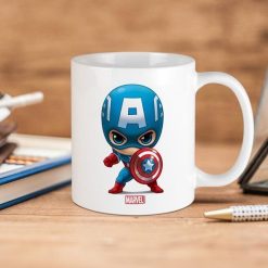 Marvel Chibi Captain America Stylized Premium Sublime Ceramic Coffee Mug White