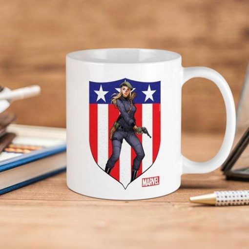 Marvel Comics 4th Of July Independence Day Agent Carter Standing Premium Sublime Ceramic Coffee Mug White