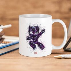 Marvel Comics Black Panther Scribbled Premium Sublime Ceramic Coffee Mug White