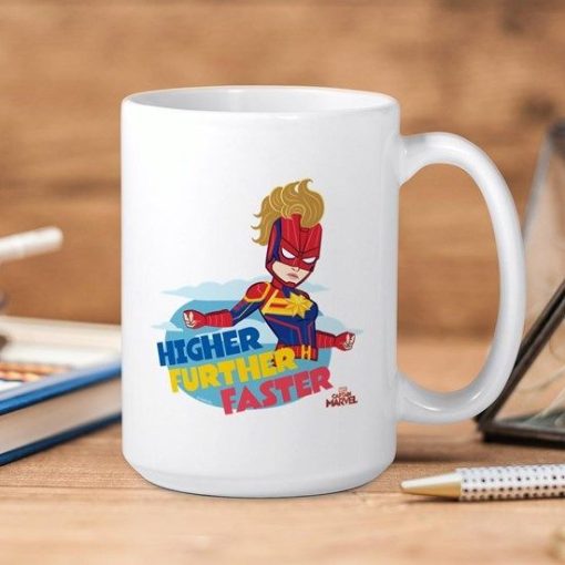 Marvel Comics Captain Marvel Higher Further Faster Premium Sublime Ceramic Coffee Mug White