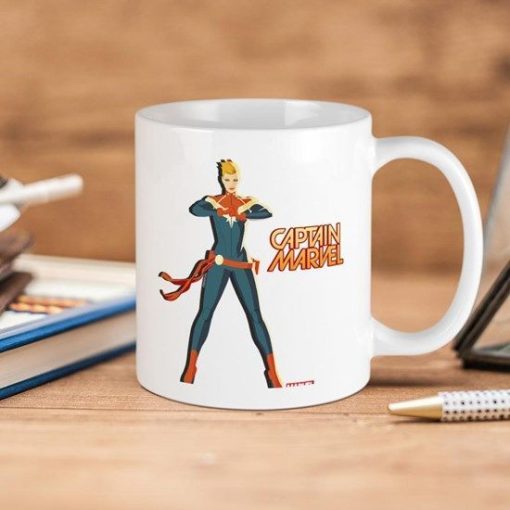 Marvel Comics Captain Marvel Standing Premium Sublime Ceramic Coffee Mug White