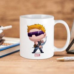 Marvel Comics Chibi Hawkeye Stylized Premium Sublime Ceramic Coffee Mug White