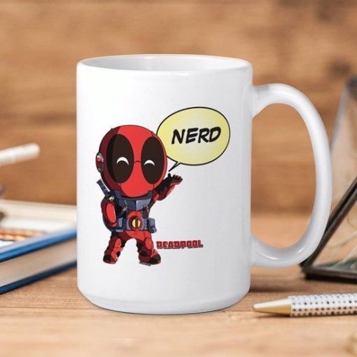 Marvel Comics Deadpool Nerd Premium Sublime Ceramic Coffee Mug White