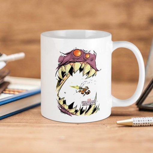 Marvel Comics Gotg Comic Rocket Big Mouth Monster Guardians Of The Galaxy Premium Sublime Ceramic Coffee Mug White