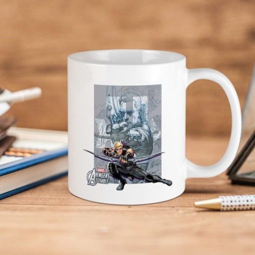 Marvel Comics Hawkeye Aiming Avengers Assemble Premium Sublime Ceramic Coffee Mug White