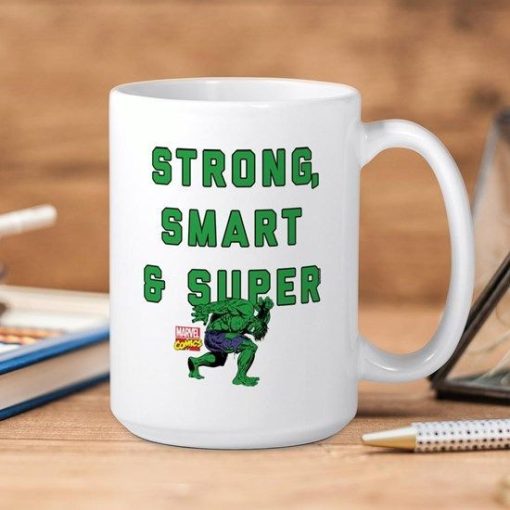 Marvel Comics Hulk Strong Smart Super Premium Sublime Ceramic Coffee Mug White