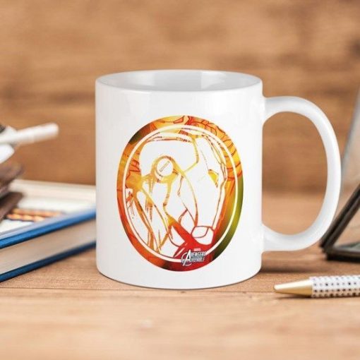 Marvel Comics Iron Man Circle Avengers Assemble Premium Sublime Ceramic Coffee Mug White