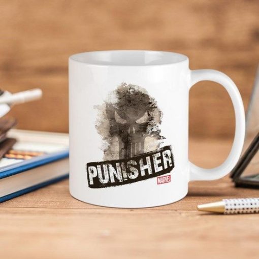 Marvel Comics Punisher Grunge Premium Sublime Ceramic Coffee Mug White